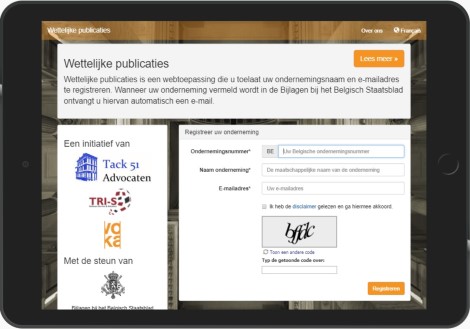 Schermafdruk van de website van wettelijke-publicaties.be